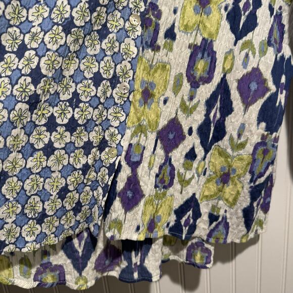 Habitat Floral Ikat Cotton Tunic Top Size Large - Picture 3 of 6